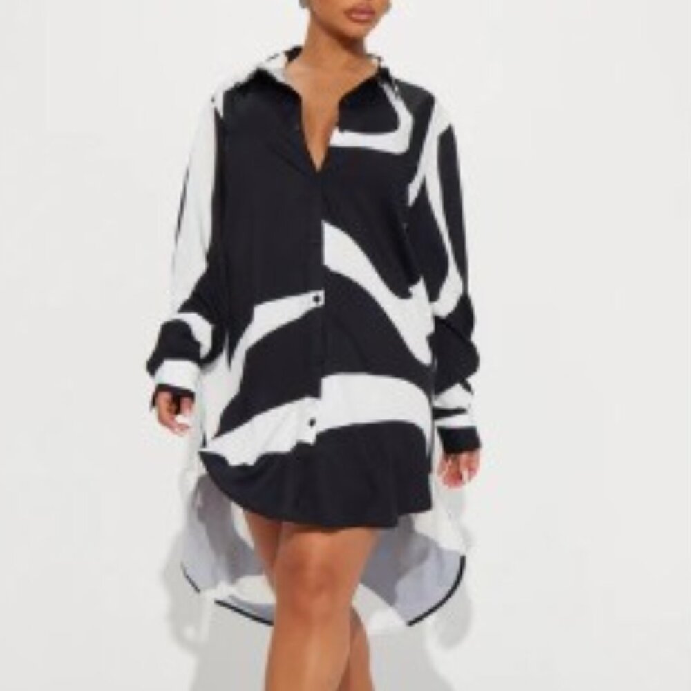 Black/White.Mini Dress or Tunic or Cover Up